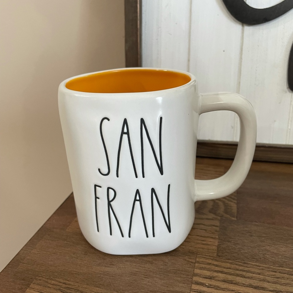 Rae Dunn “San Fran” Ceramic Coffee Mug with Orange Interior